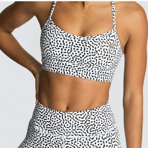 Speckle white with black dot crop workout bra/top